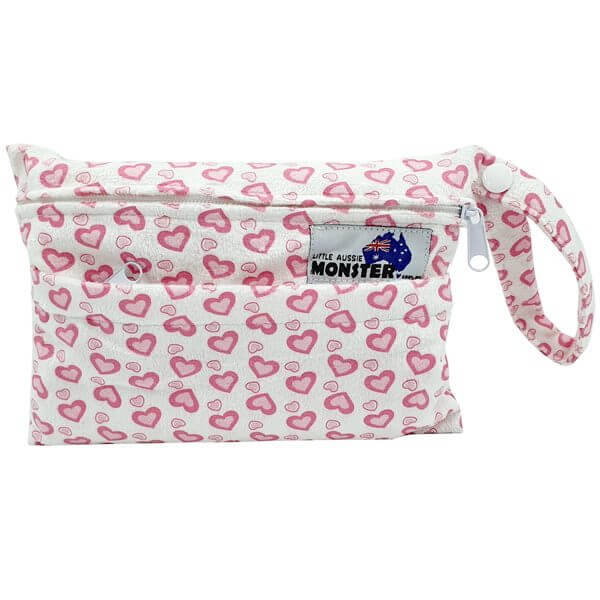 Mini Wet Bag Minky Pink Hearts