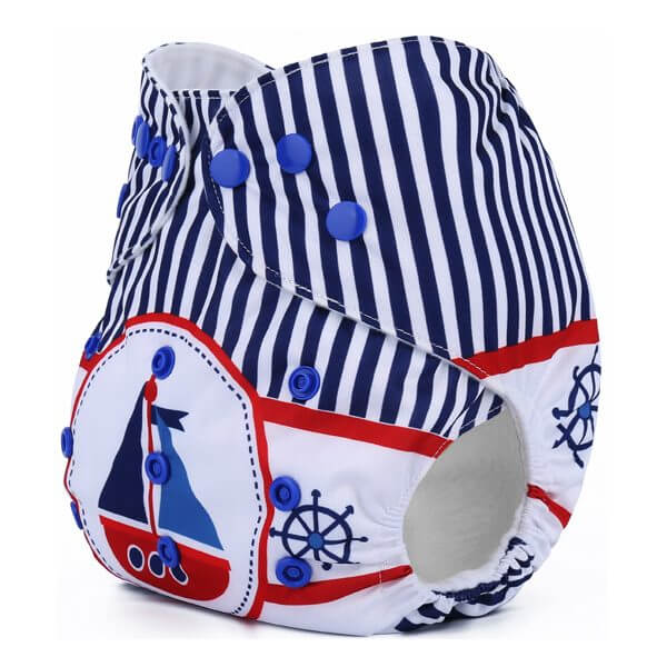 Sail Boat & Stripes Cloth Diaper