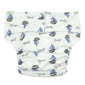 Adult Cloth Nappy Blue Boats Front