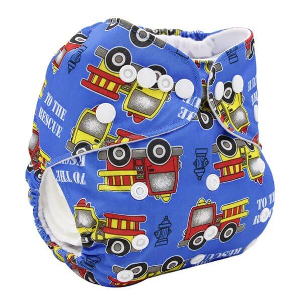 Blue Fire Engines Modern Cloth Nappy