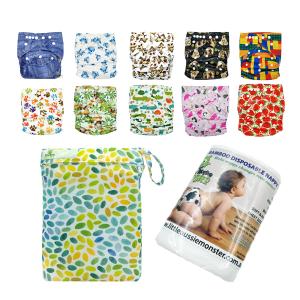10 pack junior nappies with wet bag and roll of liners