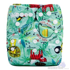 Green Forest & Jungle Modern Cloth Nappy Front