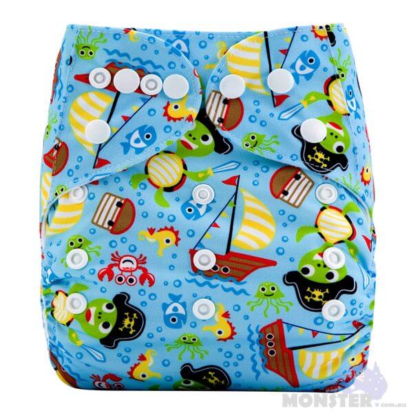 Pirate Turtles Modern Cloth Nappy Front