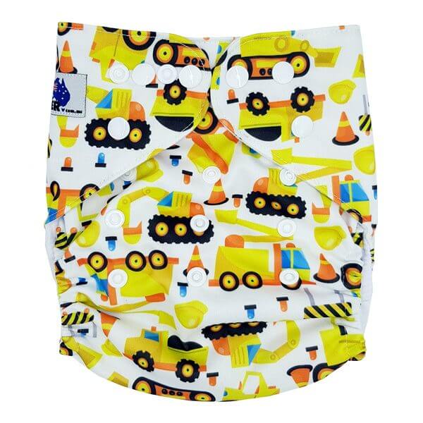 Construction Diggers Cloth Nappy Front