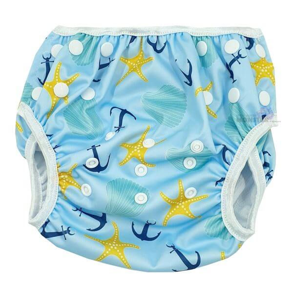 Yellow Starfish XL Toddler Swim Nappy Front