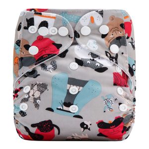 Red Blue Dogs Cloth Nappy Front
