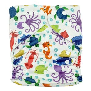Underwater Sea Animals XL Toddler Cloth Nappy Front