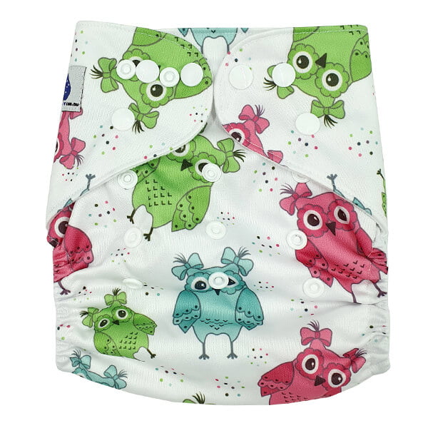 Pigtale Owls Modern Cloth Nappy Front
