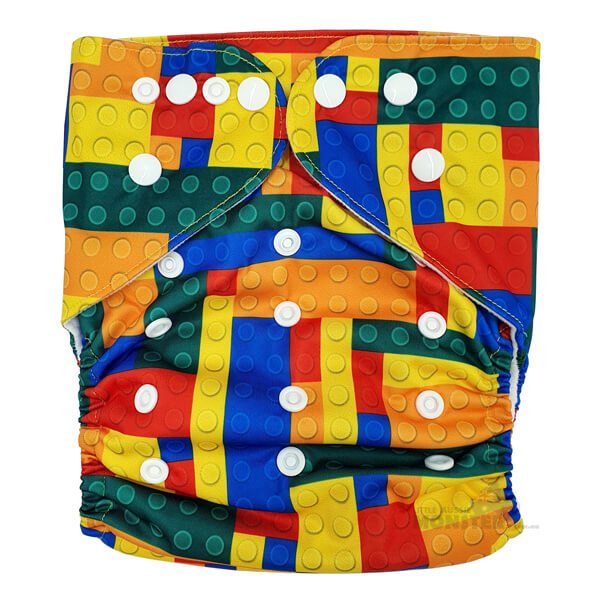 Toddler XL Cloth Nappy Lego Bricks Front