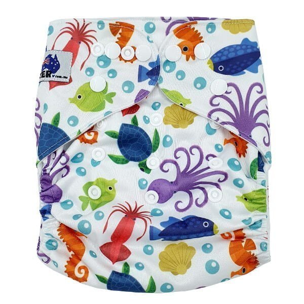 Sea Creatures Modern Cloth Nappy Front