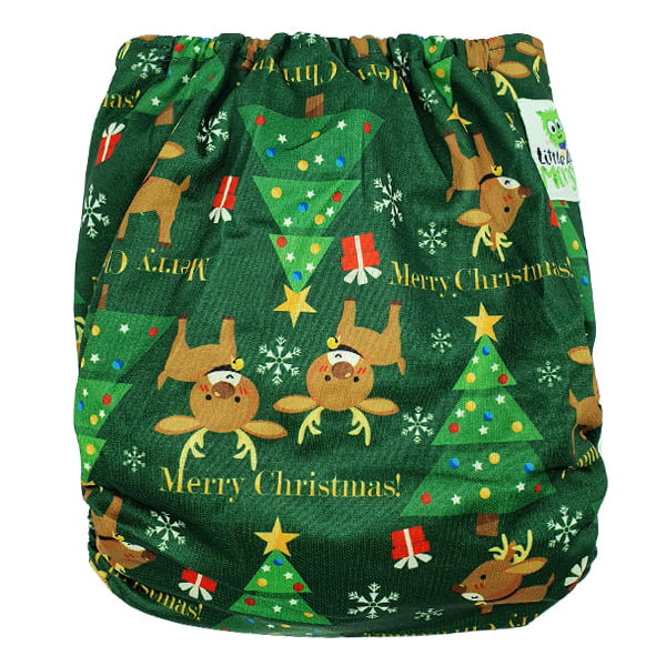 Green Tree Deer Christmas Cloth Nappy Back