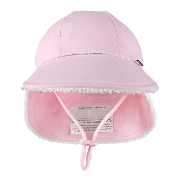 Newborn Flap Hat Pink Ruffle Front
