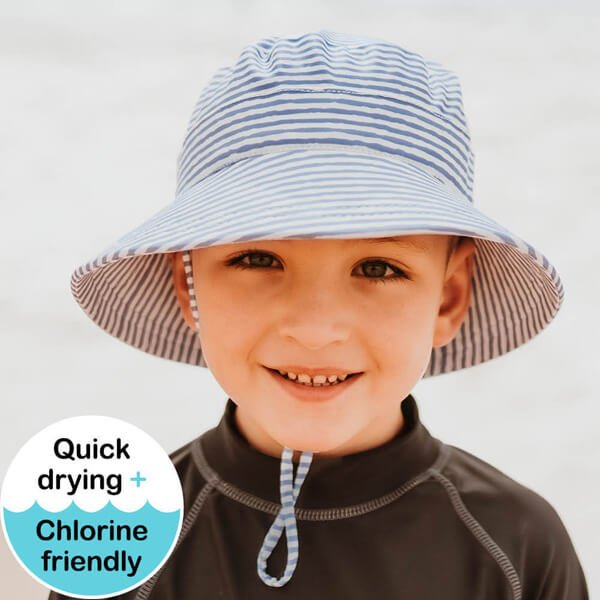 Kids Swim Hat Bucket Stripe Model Front