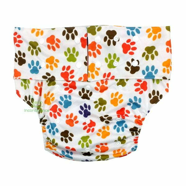 Adult Nappy Colourful Paw Prints Front