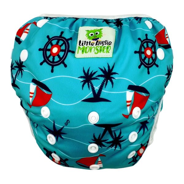Red Sailing Toddler Swim Nappy Front