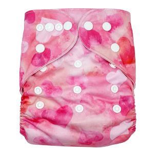 Watercolour Pink Hearts Cloth Nappy Front