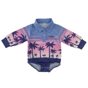 Baby Fishing Shirt Pink Palms Front