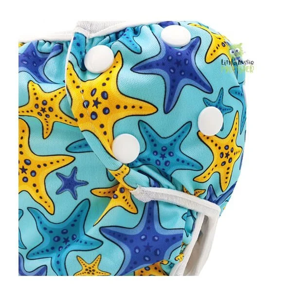 Toddler Swim nappy - Blue Starfish side